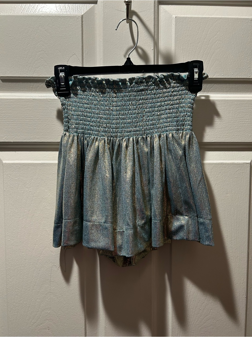 Queen of Sparkles Women's Shimmer Smocked Waistband Wavy Shorts Size XS